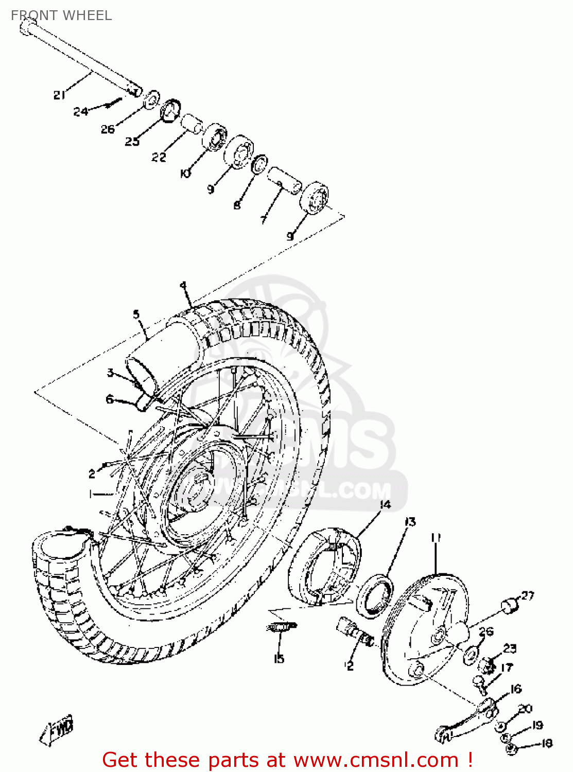 Yamaha TY80 1974 USA FRONT WHEEL buy original FRONT WHEEL spares online