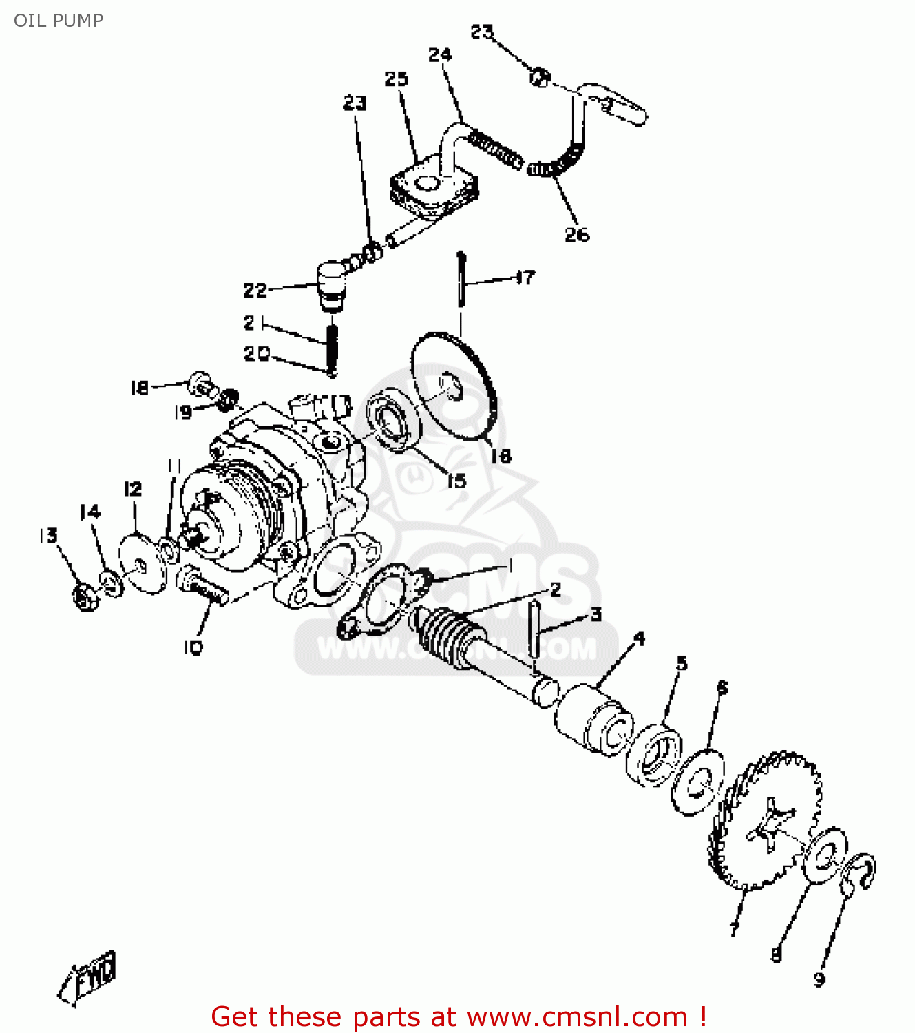 Yamaha TY80 1974 USA OIL PUMP buy original OIL PUMP spares online