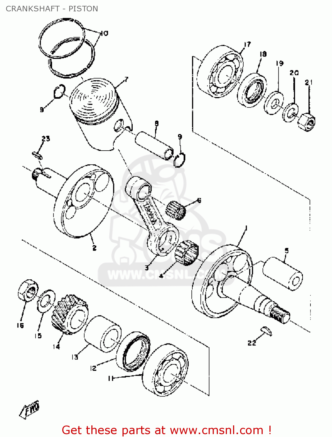 Yamaha TY80 1975 USA CRANKSHAFT - PISTON - buy original CRANKSHAFT ...