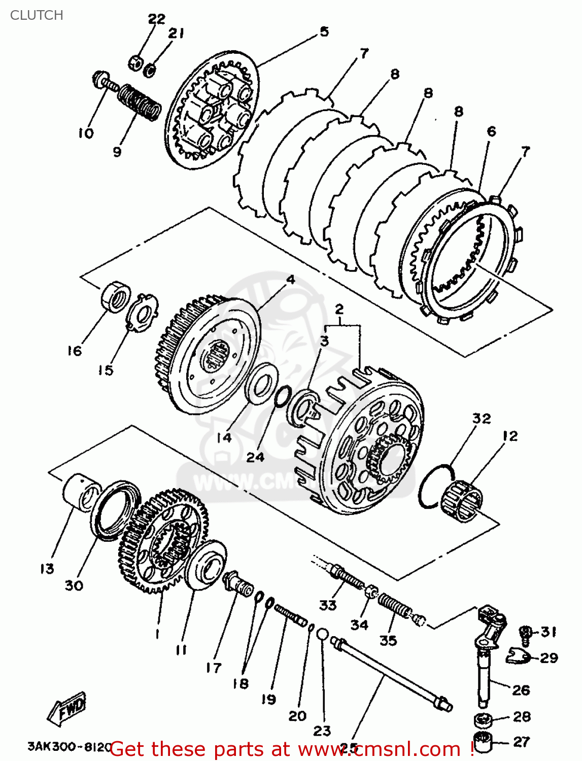 Yamaha TZ250 1990 3TC1 EUROPE 203TC-300E1 CLUTCH - buy original CLUTCH ...