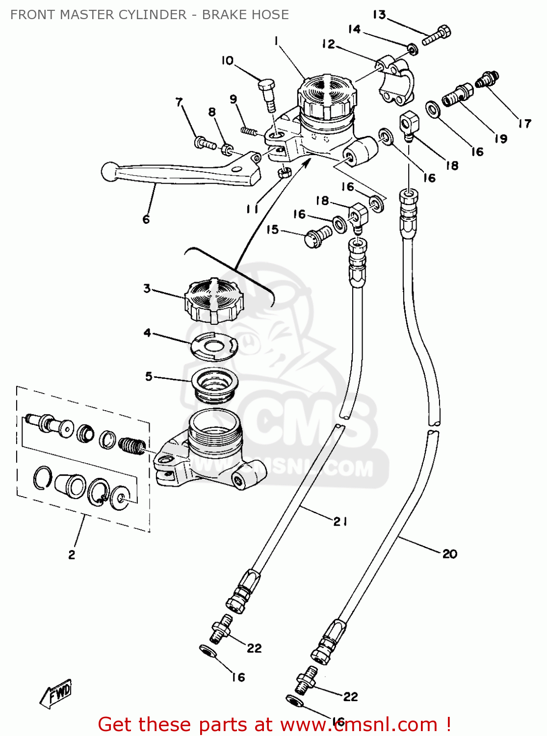 Yamaha TZ750 1977 USA FRONT MASTER CYLINDER BRAKE HOSE buy original