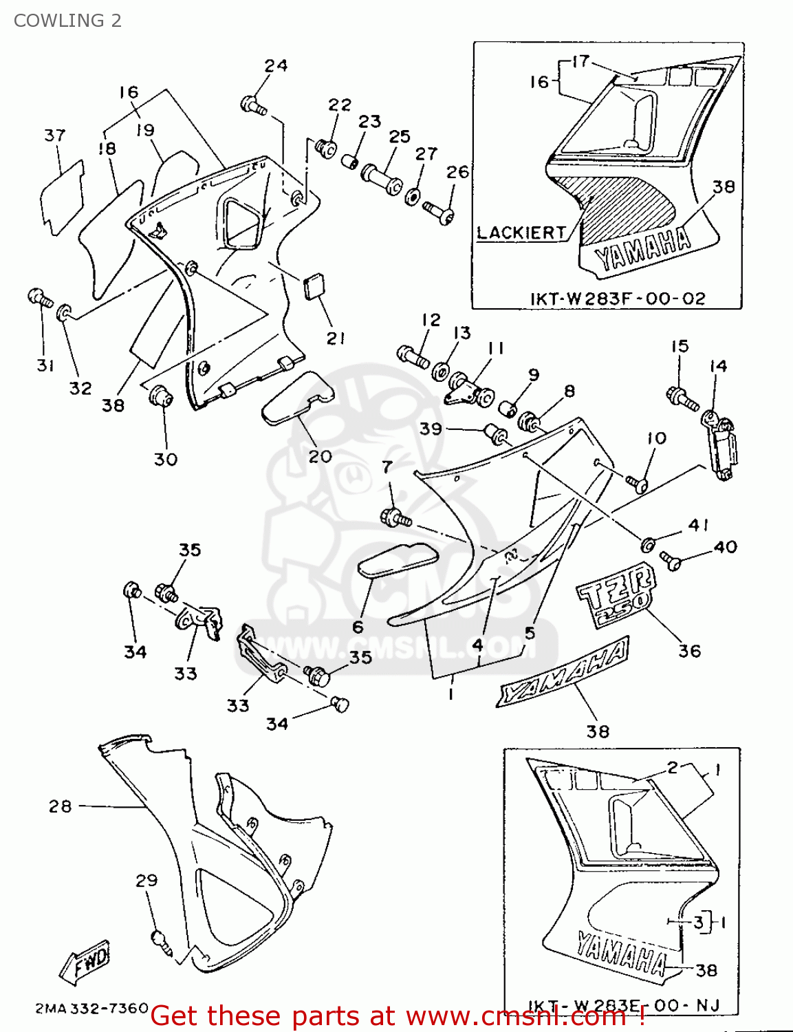 Yamaha TZR250 1987 2MA GERMANY 272MA-332G1 COWLING 2 - buy original ...