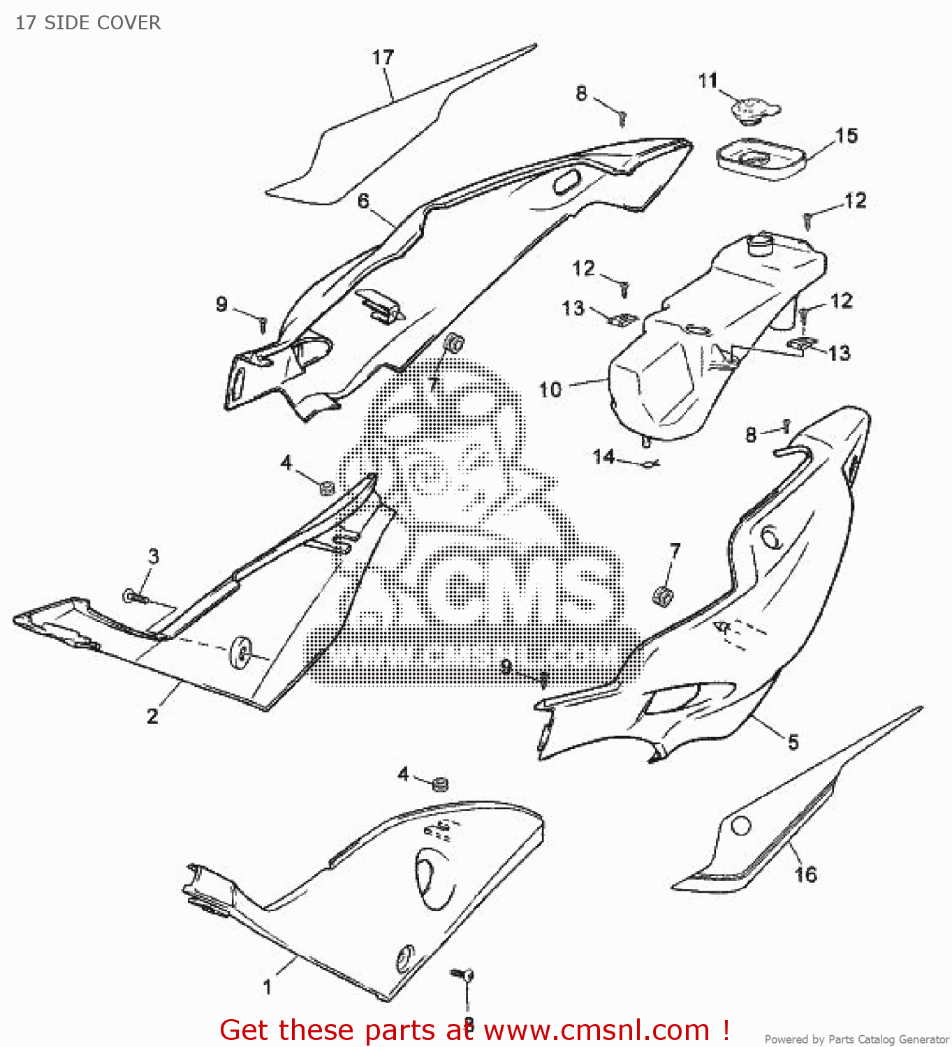 Yamaha TZR50 2010 5WXX EUROPE 1J5WX-300E2 17 SIDE COVER - buy original ...