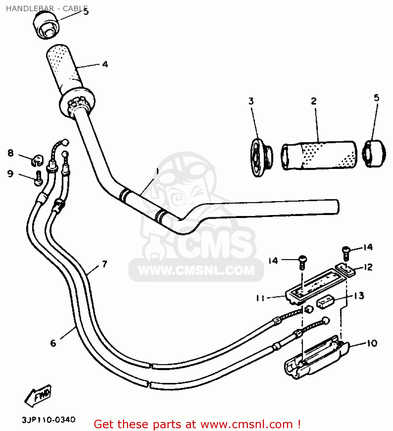 Yamaha V-MAX1200 1990 (L) USA HANDLEBAR - CABLE - buy original ...