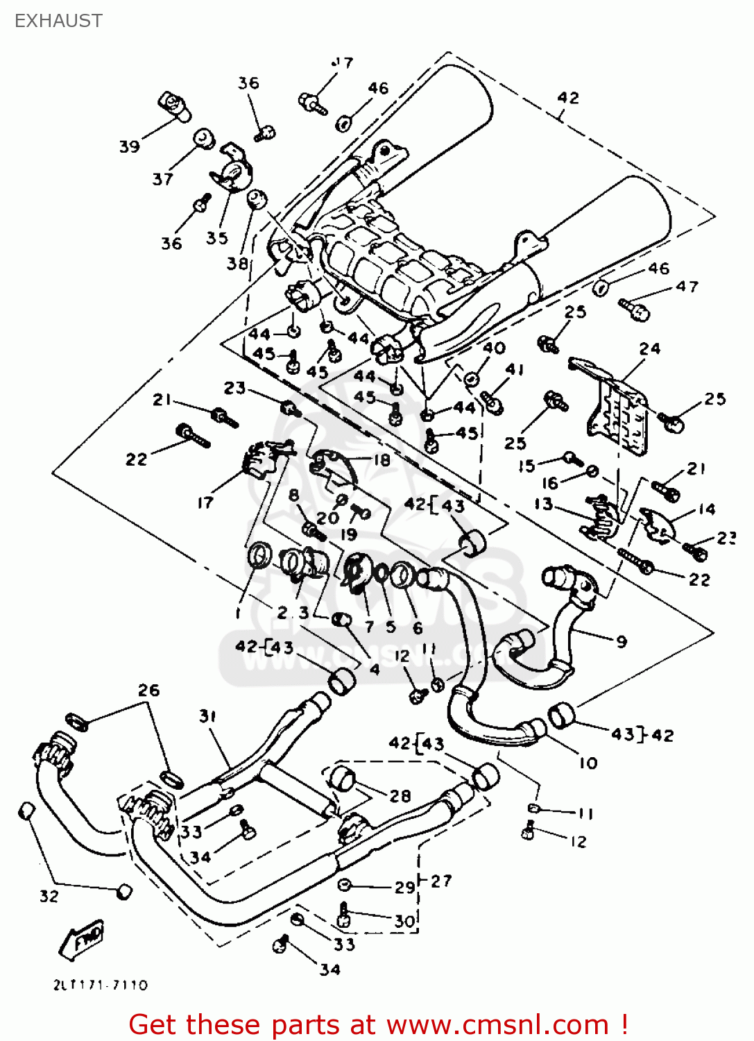 Yamaha V-MAX1200 1991 (M) USA EXHAUST - buy original EXHAUST spares online