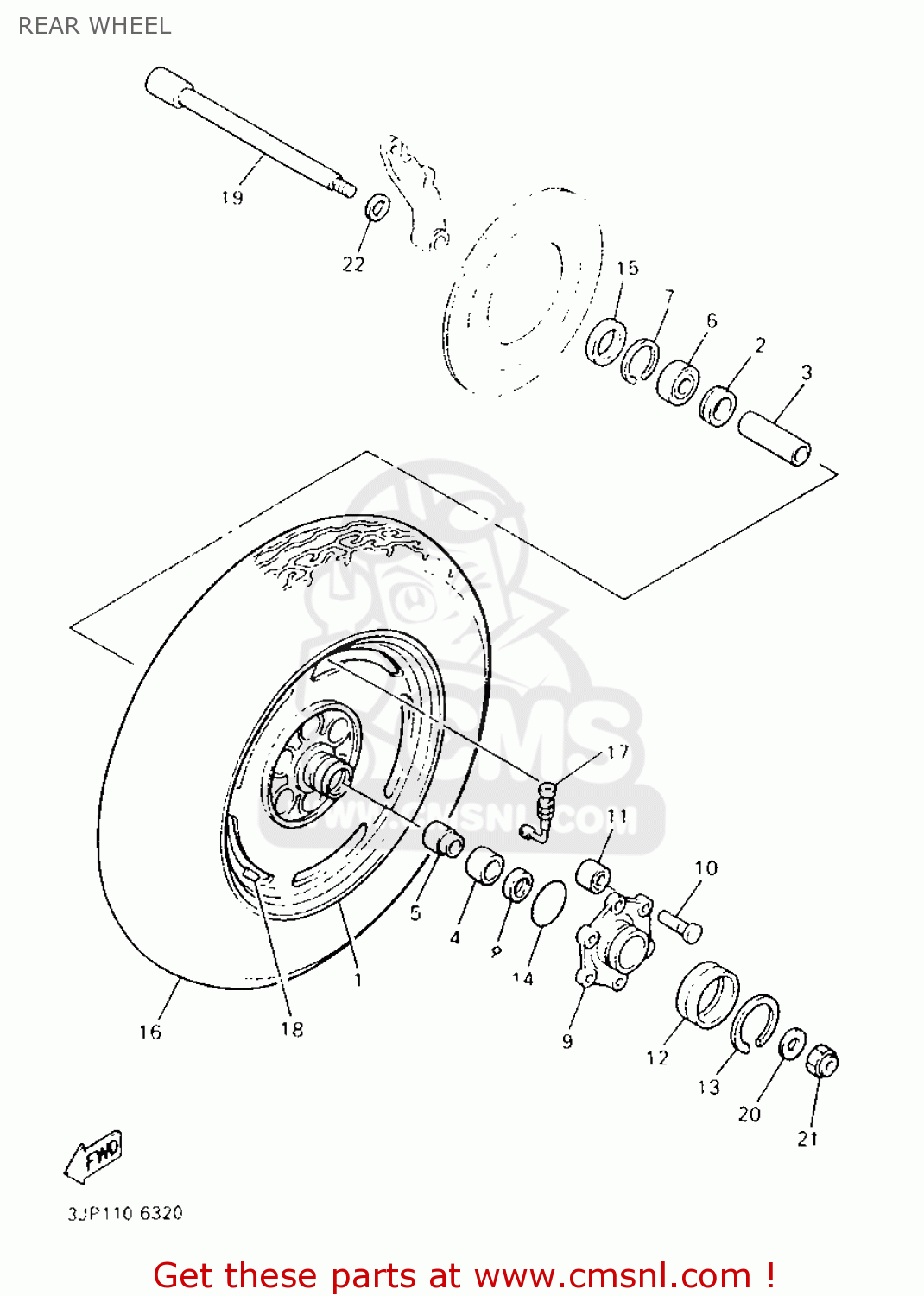 Yamaha V-MAX1200 1999 3LCR ENGLAND 293LR-300EA REAR WHEEL - buy ...