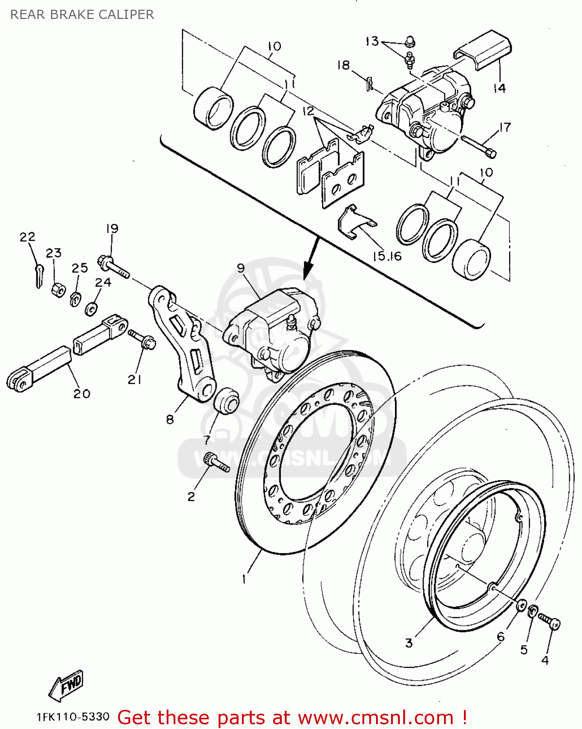 Yamaha V-MAX1200C 1995 (S) CALIFORNIA REAR BRAKE CALIPER - buy original ...