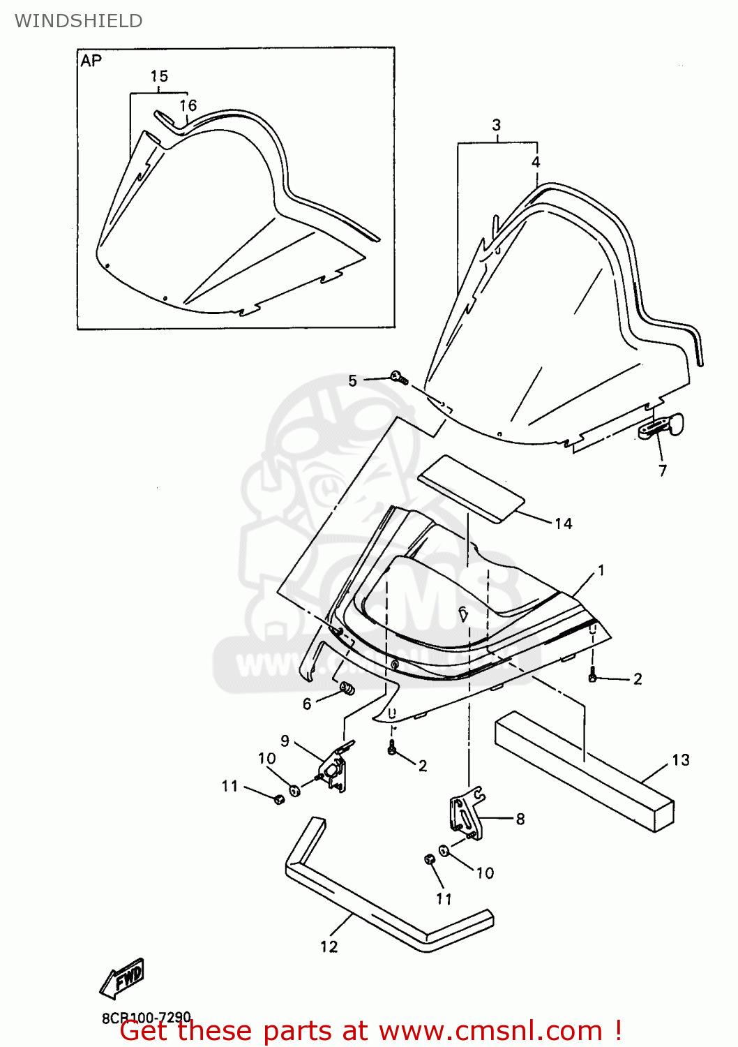 Yamaha VX500/600XTA 1997 WINDSHIELD buy original WINDSHIELD spares online