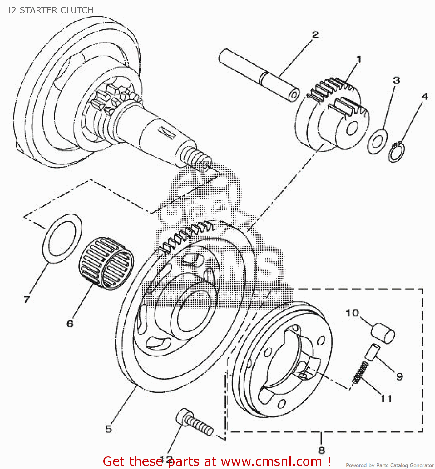 Yamaha WR125X 2011 22B6 EUROPE 1K22B-300EB 12 STARTER CLUTCH - buy ...