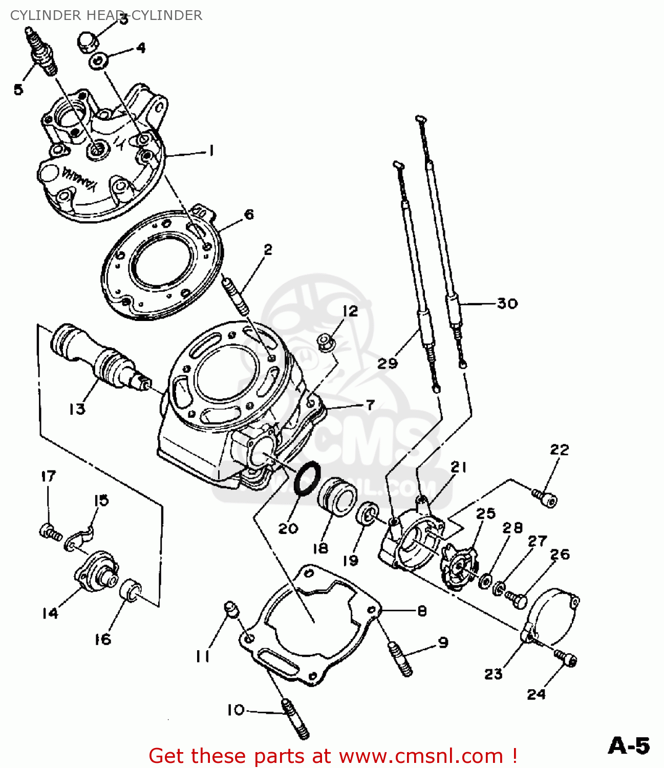 Yamaha WR200R COMPETITION 1992 (N) USA CYLINDER HEAD-CYLINDER - buy ...