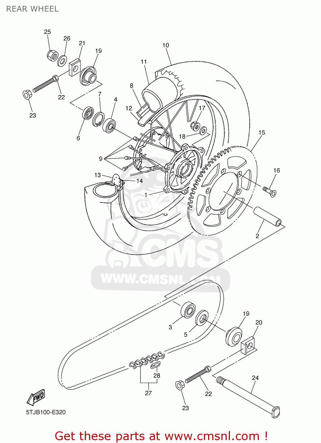 Yamaha WR250F 2007 5UMF EUROPE 1F5UM-100E1 REAR WHEEL - buy original ...