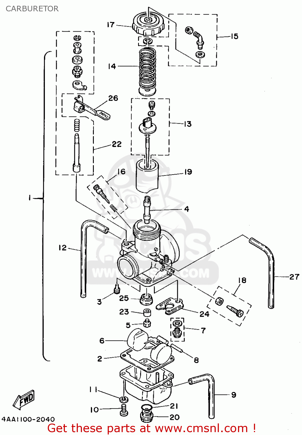 Yamaha WR250Z 1994 (R) USA CARBURETOR - buy original CARBURETOR spares ...