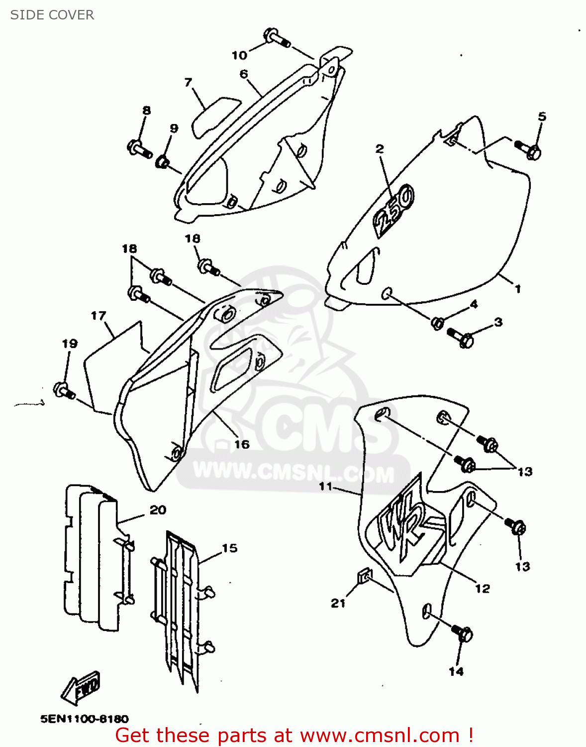 Yamaha WR250Z 1998 5EN1 ITALY 285EN-100E1B SIDE COVER - buy original ...