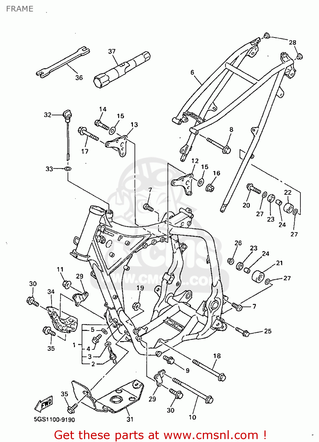 Yamaha WR400F 1999 5GS2 FRANCE 295GS-100E2C FRAME - buy original FRAME ...