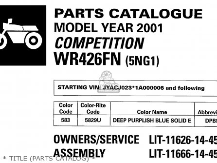 Yamaha WR426F COMPETITION 2001 (1) USA parts lists and schematics