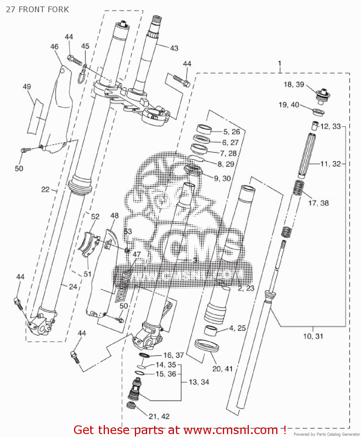 Yamaha WR450F 2009 5TJR EUROPE 1H5TJ100E1 27 FRONT FORK buy original