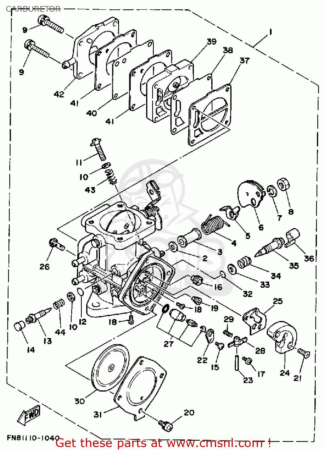 Yamaha WRB650P 1991 FN8 WAVERUNNER CARBURETOR - buy original CARBURETOR ...