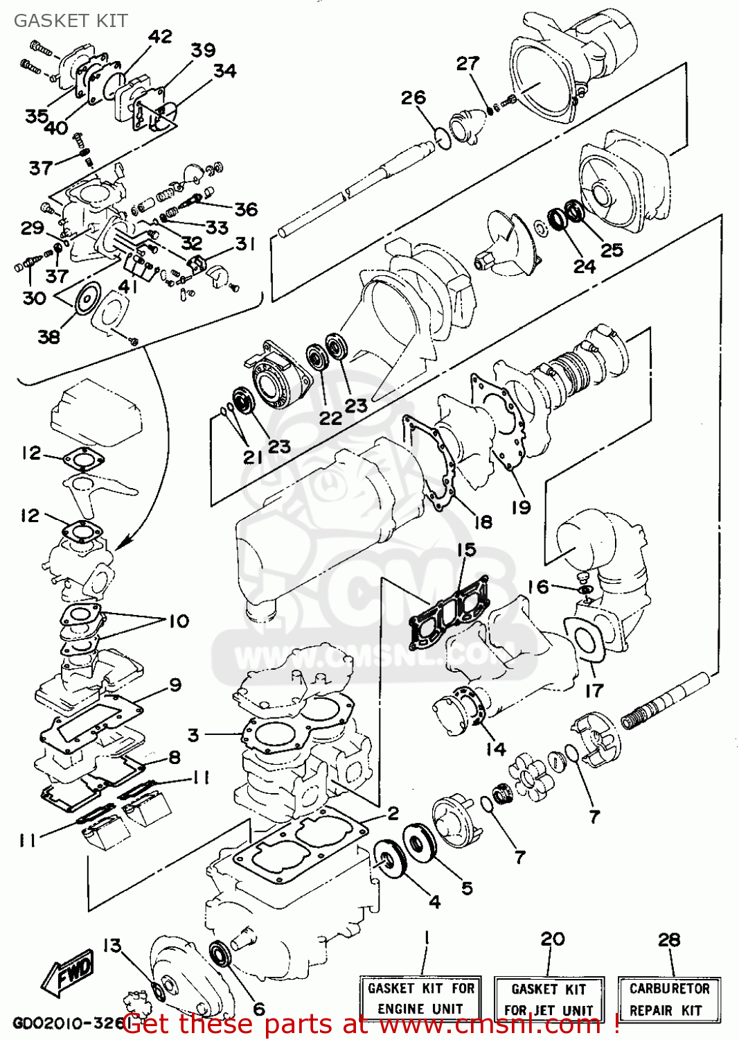 Yamaha WRB700S 1994 USA GASKET KIT buy original GASKET KIT spares online