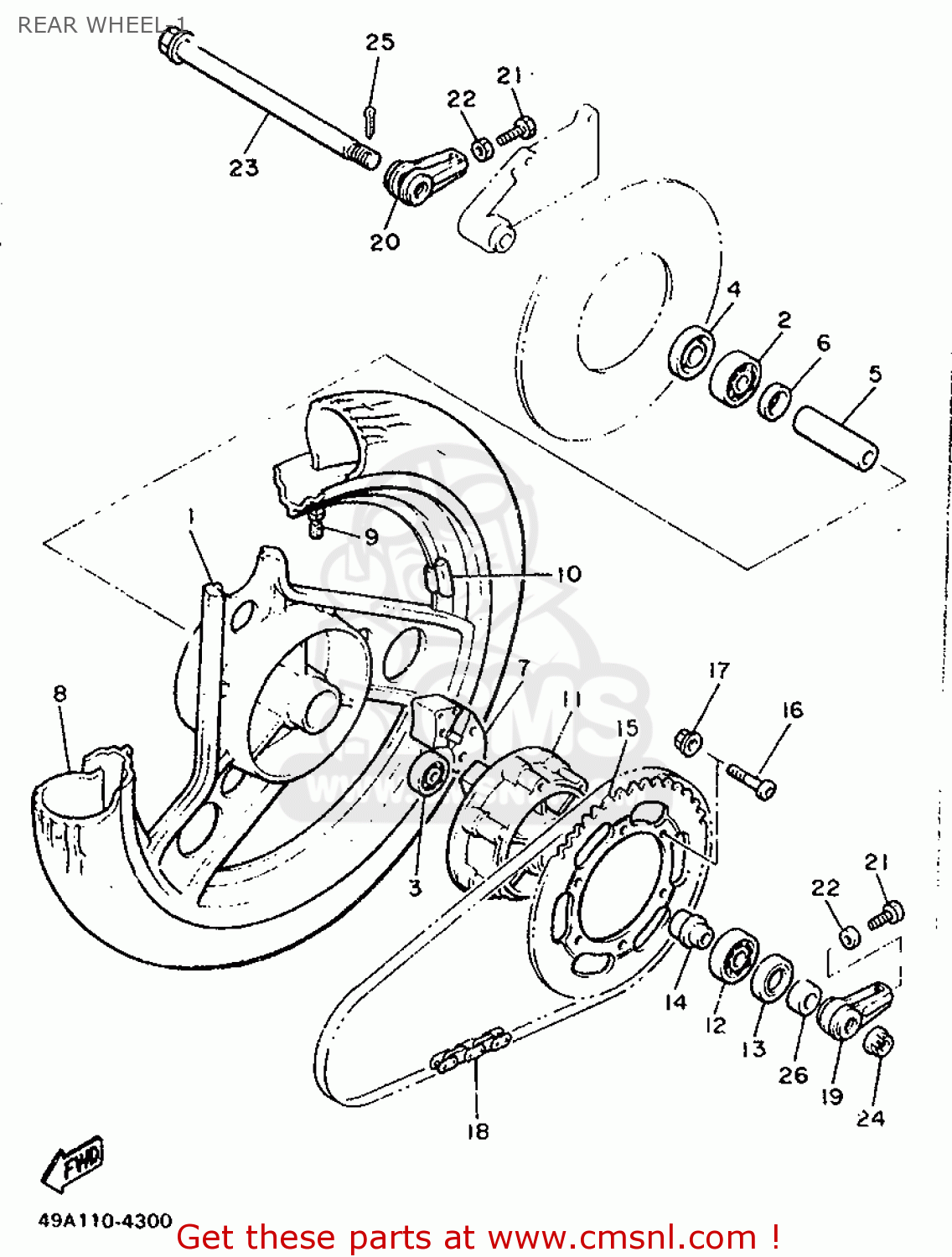 Yamaha XJ600 1990 3KM3 FRANCE 203KM-351F1 REAR WHEEL-1 - buy original ...