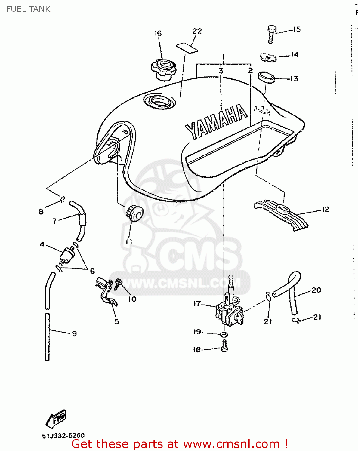 Yamaha XJ600 (54KW) 1986 51J GERMANY 2651J-332G2 FUEL TANK - buy ...