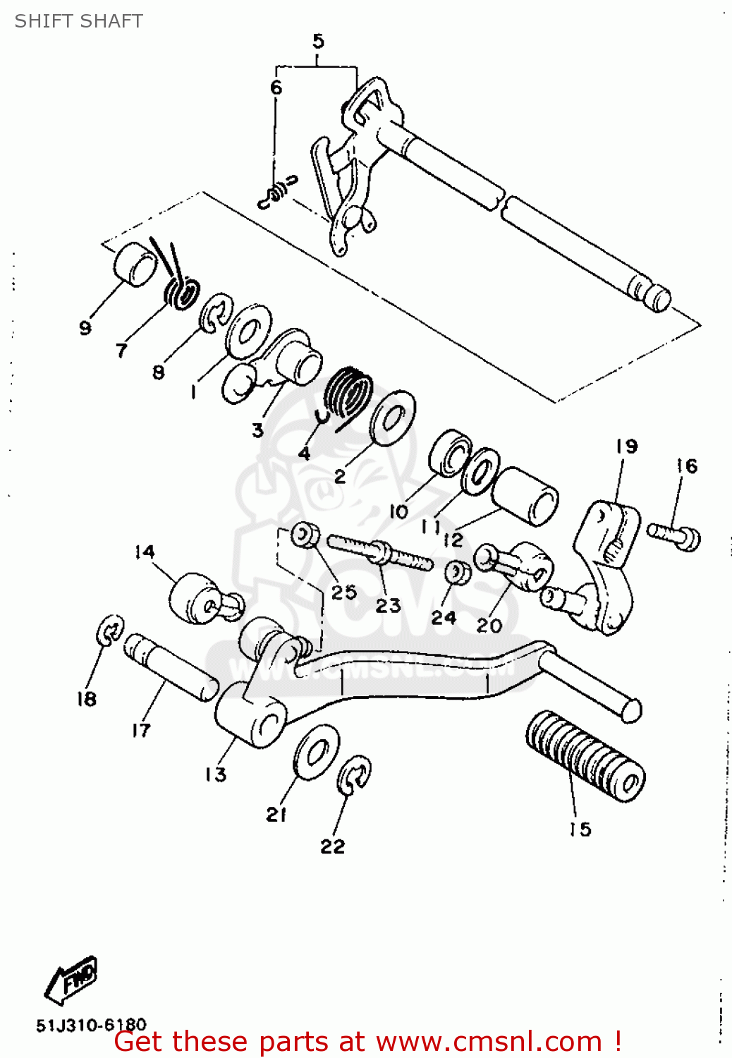 Yamaha XJ600 (54KW) 1986 51J GERMANY 2651J-332G2 SHIFT SHAFT - buy ...