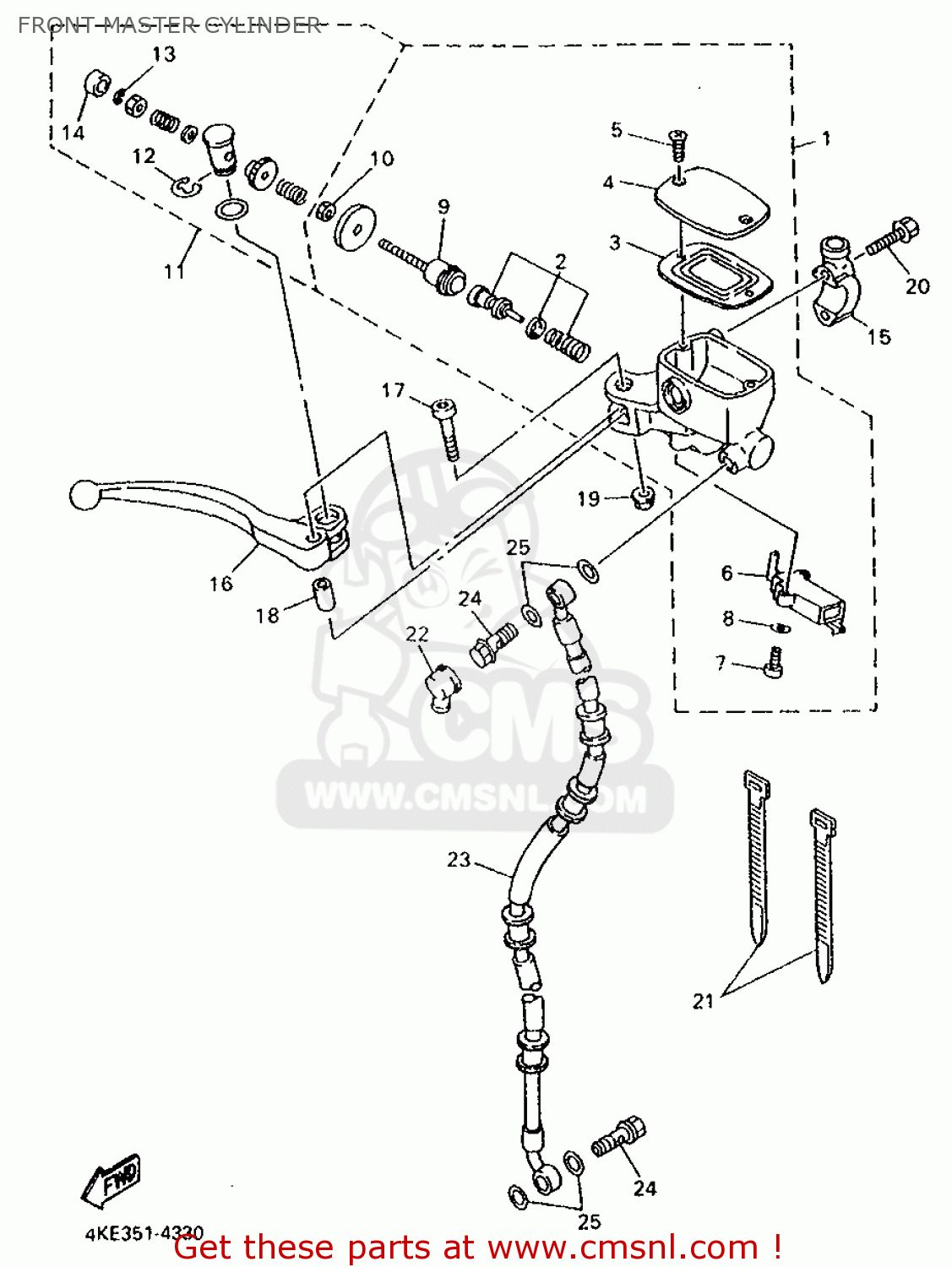 Yamaha XJ600N 1994 4KE1 FRANCE 244KE-351F1 FRONT MASTER CYLINDER - buy ...