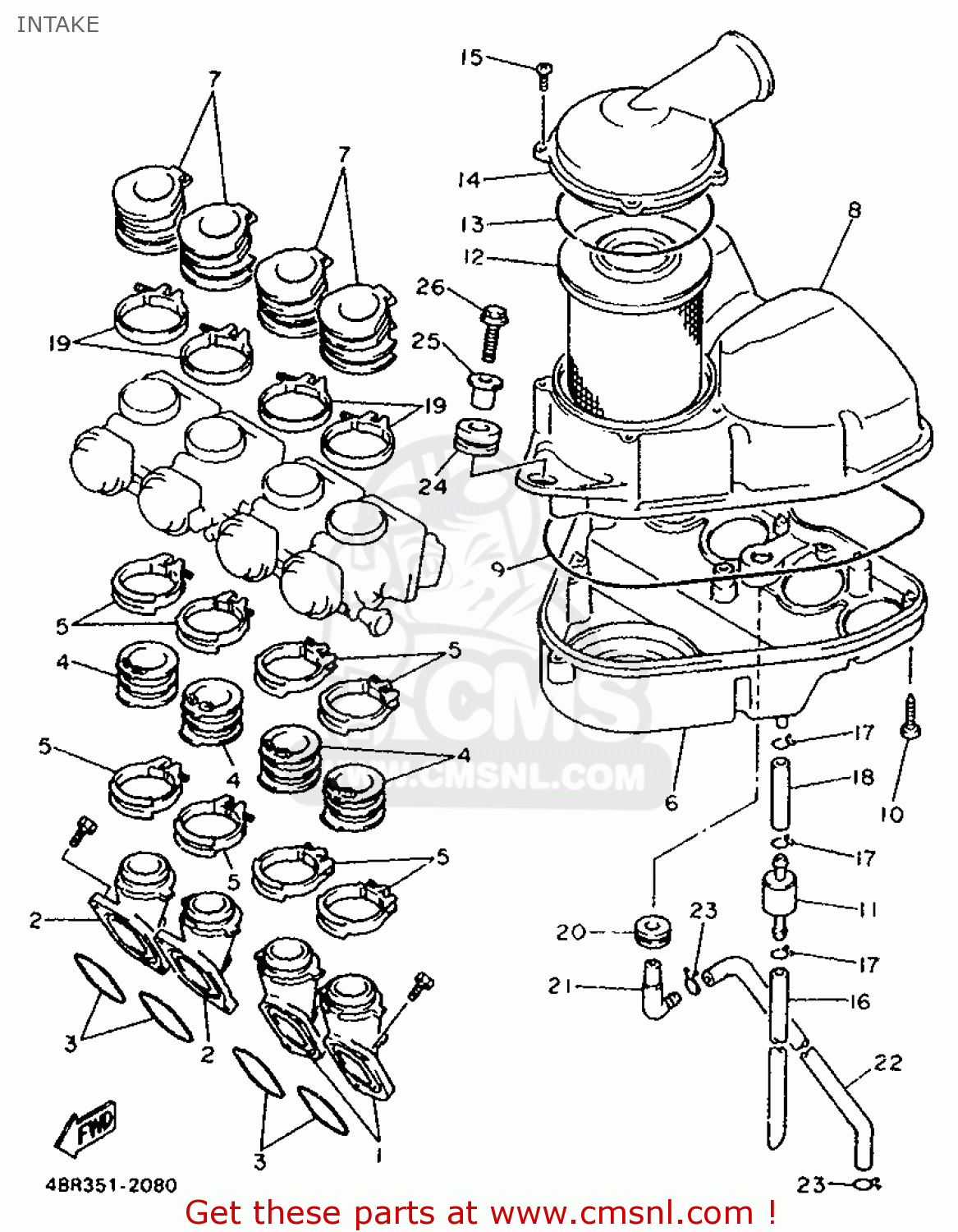 Yamaha XJ600S 1992 4BR1 EUROPE 224BR300E2 INTAKE buy original INTAKE