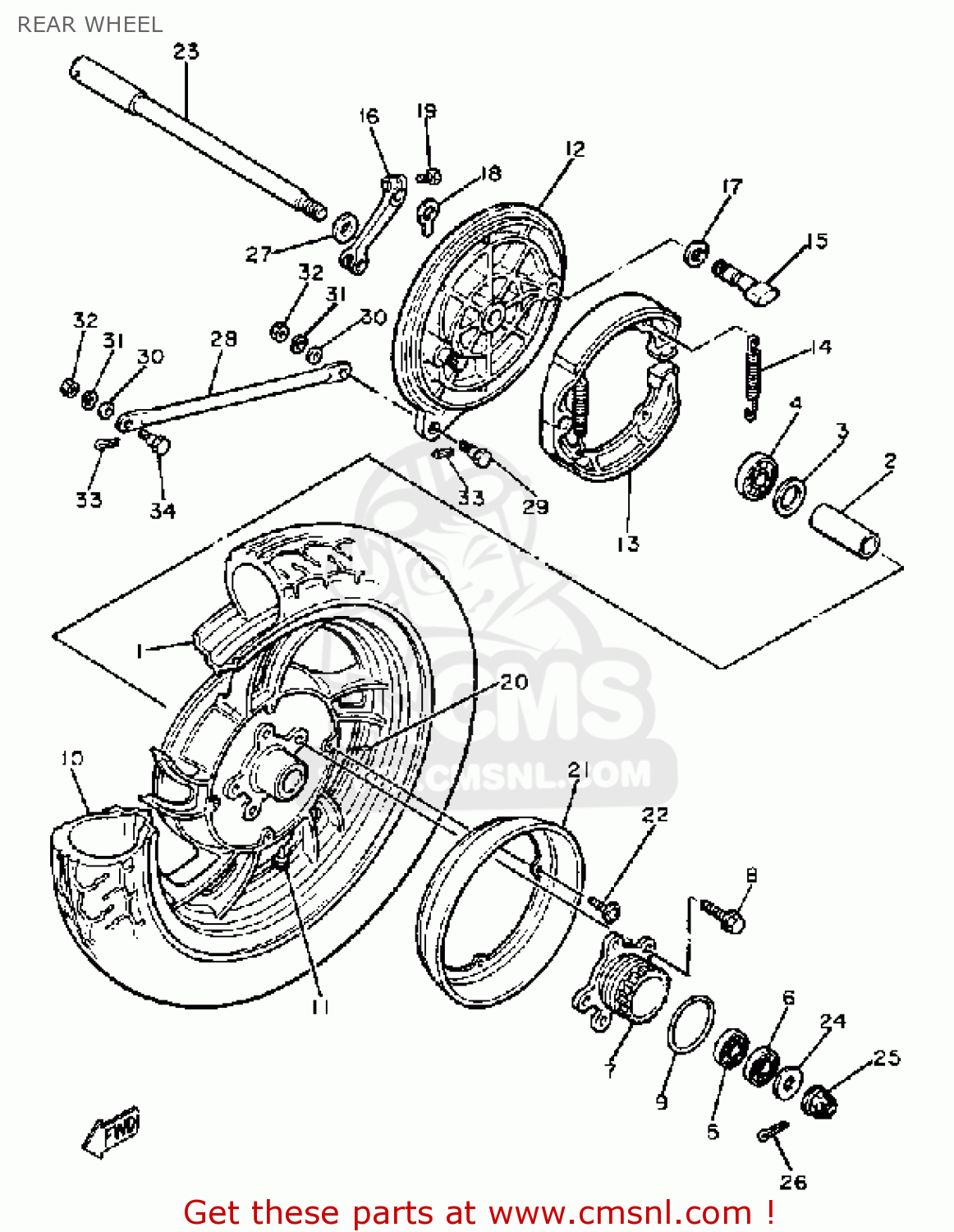 Yamaha XJ650 MAXIM 1981 (B) USA REAR WHEEL - buy original REAR 