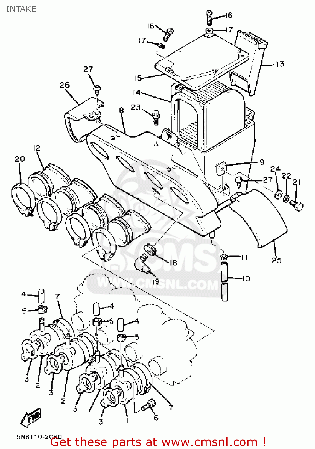 Yamaha XJ650 MAXIM 1982 (C) USA INTAKE buy original INTAKE spares online