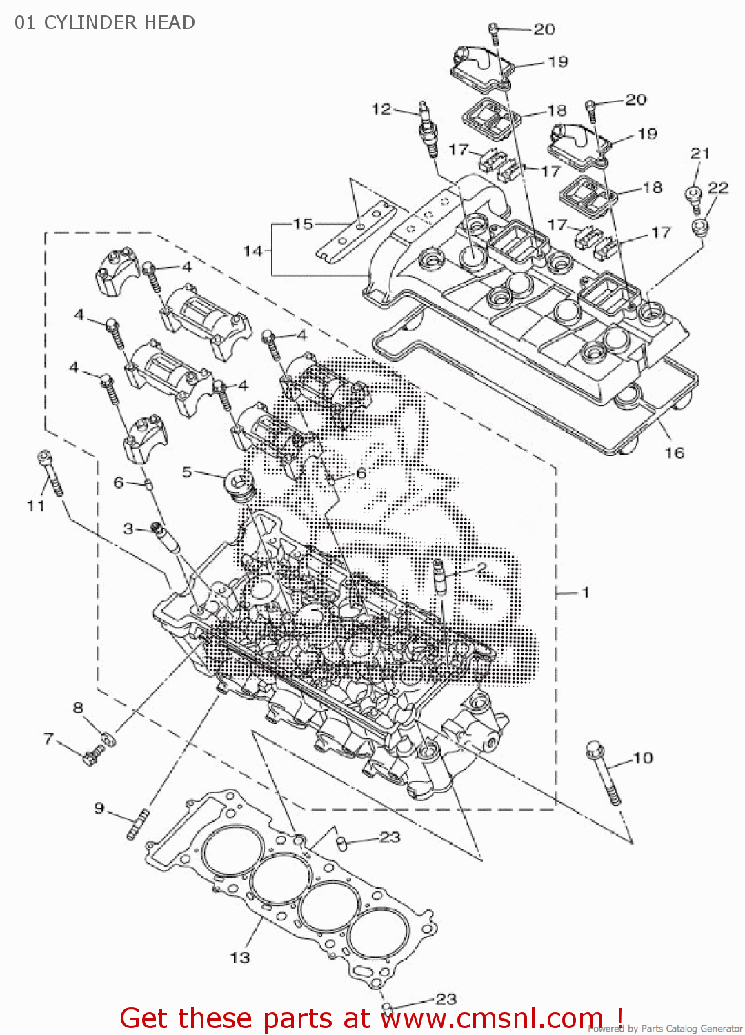 Yamaha XJ6N 2013 20SF EUROPE 1M20S-300E1 01 CYLINDER HEAD - buy ...