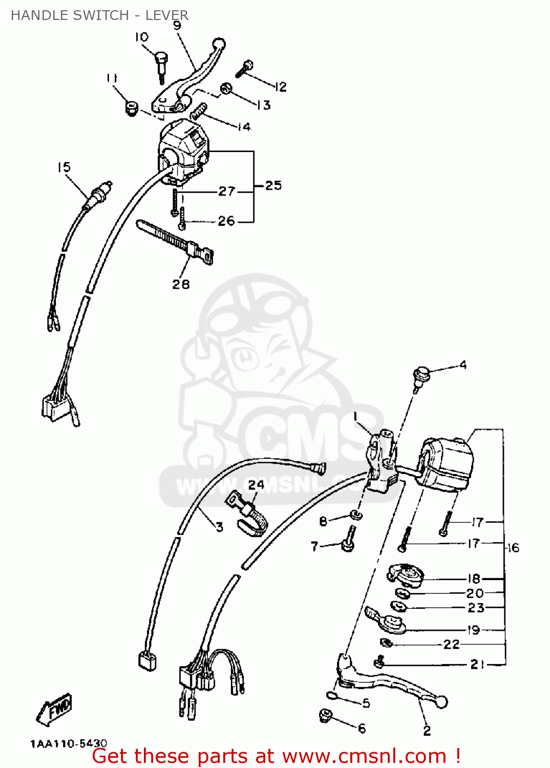 Yamaha XJ700 MAXIM 1986 (G) USA HANDLE SWITCH - LEVER - buy original ...