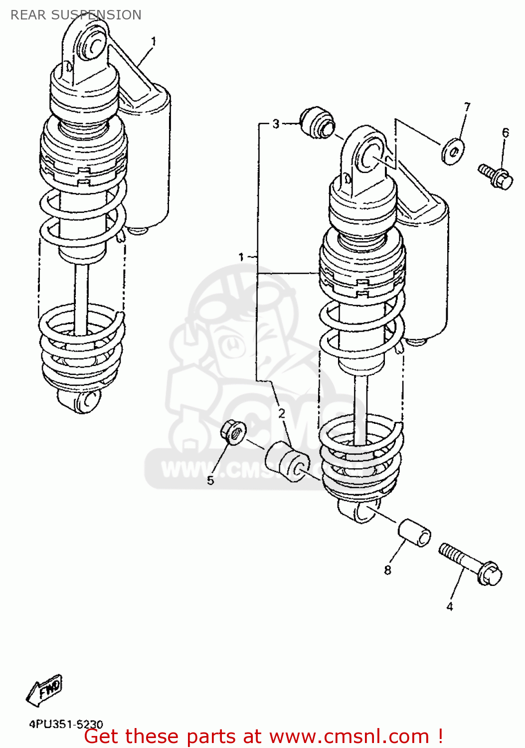 Yamaha XJR1200 1995 4PU1 EUROPE 254PU-300E2 REAR SUSPENSION - buy ...