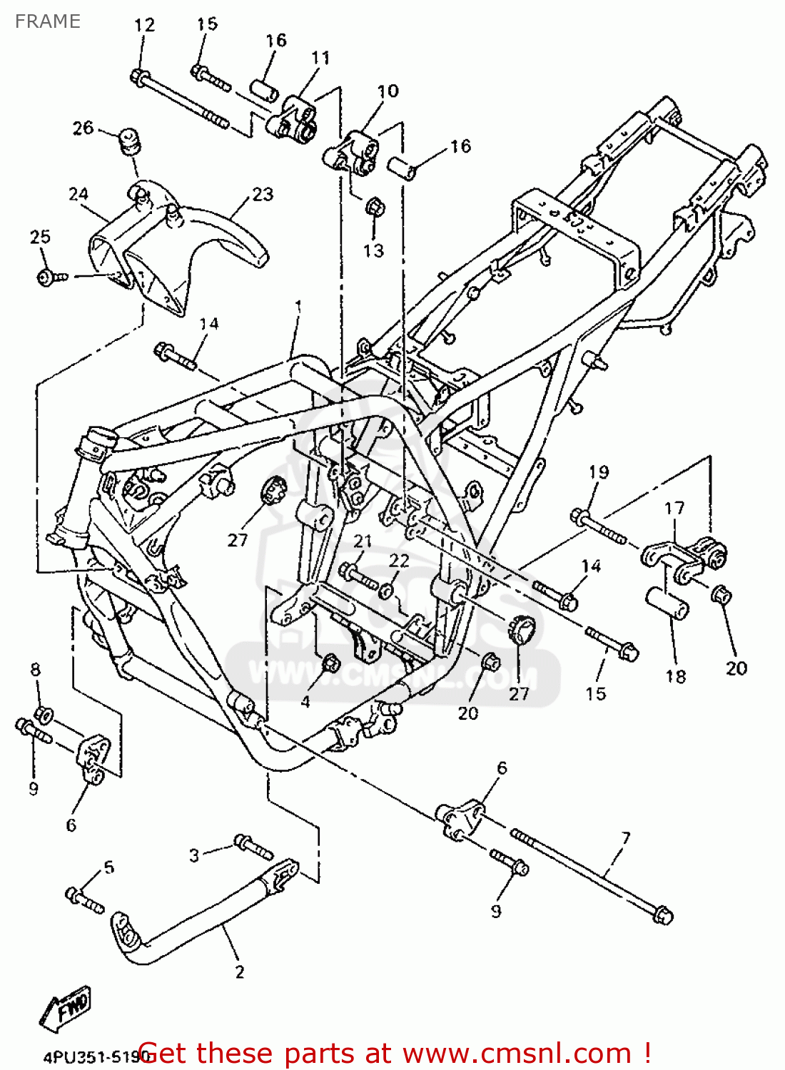 Yamaha XJR1200 1998 4PU9 FRANCE 284PU-351F1 FRAME - buy original FRAME ...