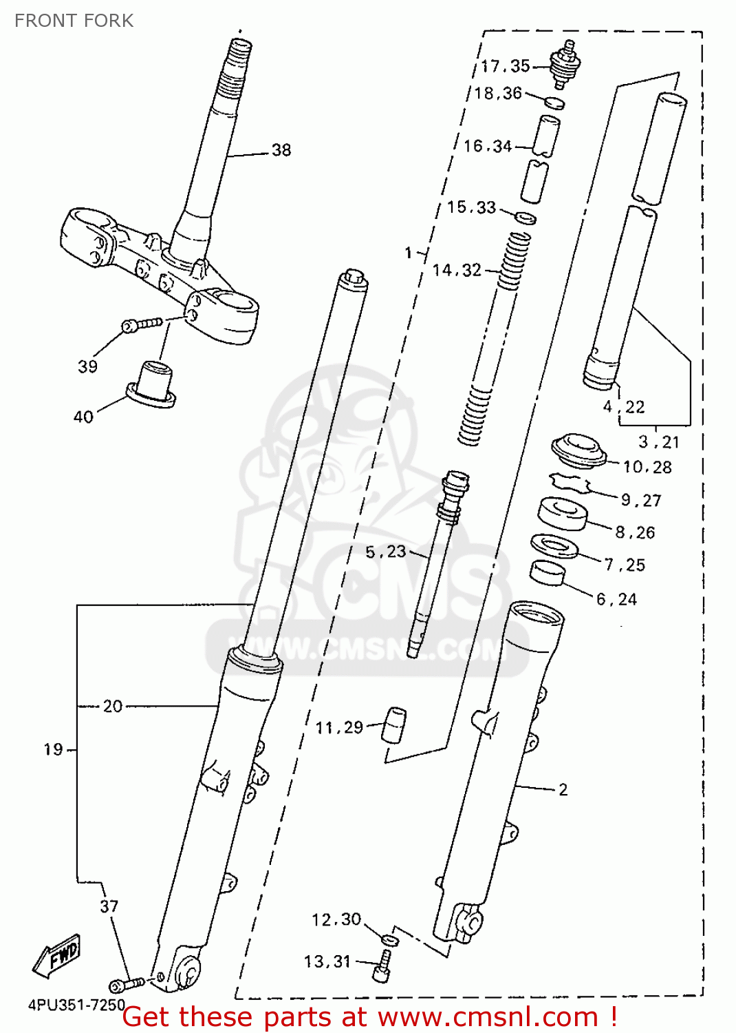 Yamaha XJR1200SP 1997 4PU5 ENGLAND 274PU-300E1 FRONT FORK - buy ...