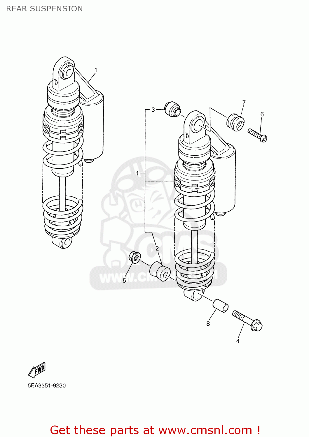 Yamaha XJR1300 2000 5EAB ENGLAND 105EA-300E1 REAR SUSPENSION - buy ...