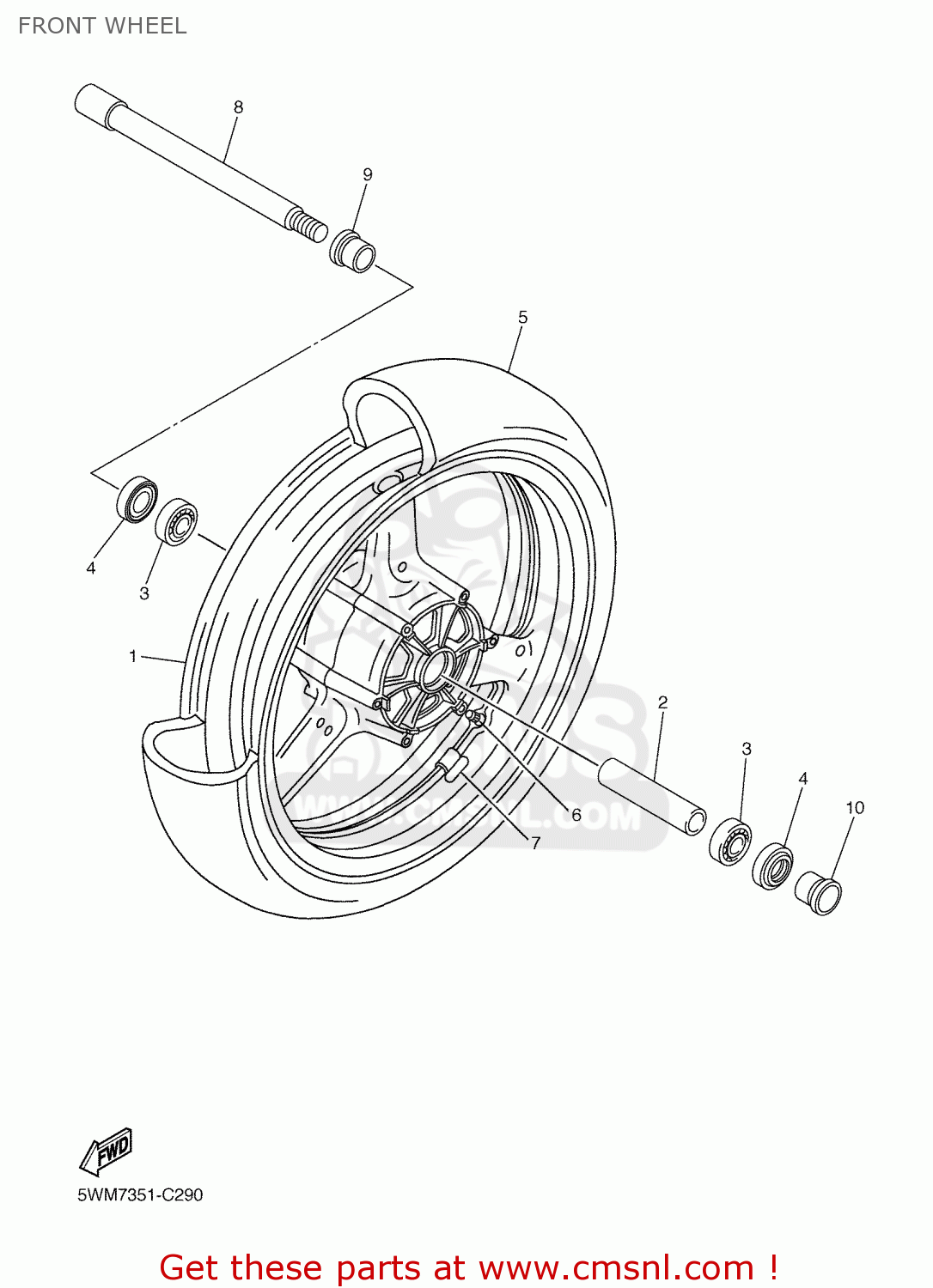 Yamaha Xjr1300 2005 5wma Europe 1d5wm 300e1 Front Wheel Buy Original Front Wheel Spares Online