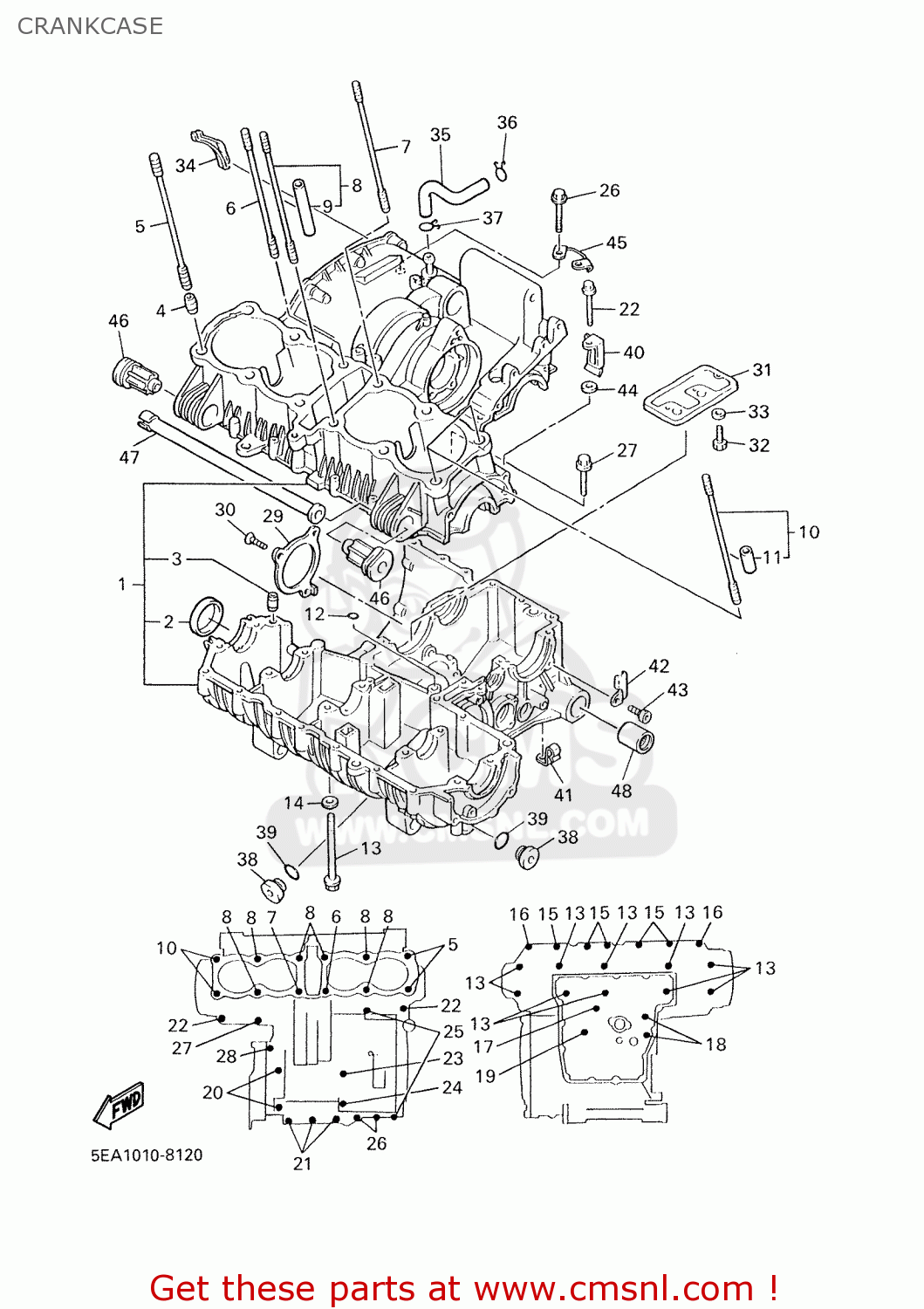 Yamaha XJR1300SP 2001 5EAM SPAIN 115EA-300EA CRANKCASE - buy original ...