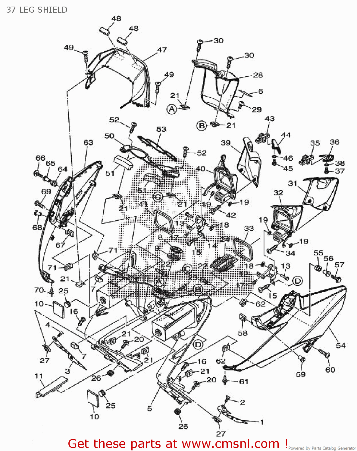 Yamaha XP500A 2009 4B59 EUROPE TMAX 1H4B5300EA 37 LEG SHIELD buy