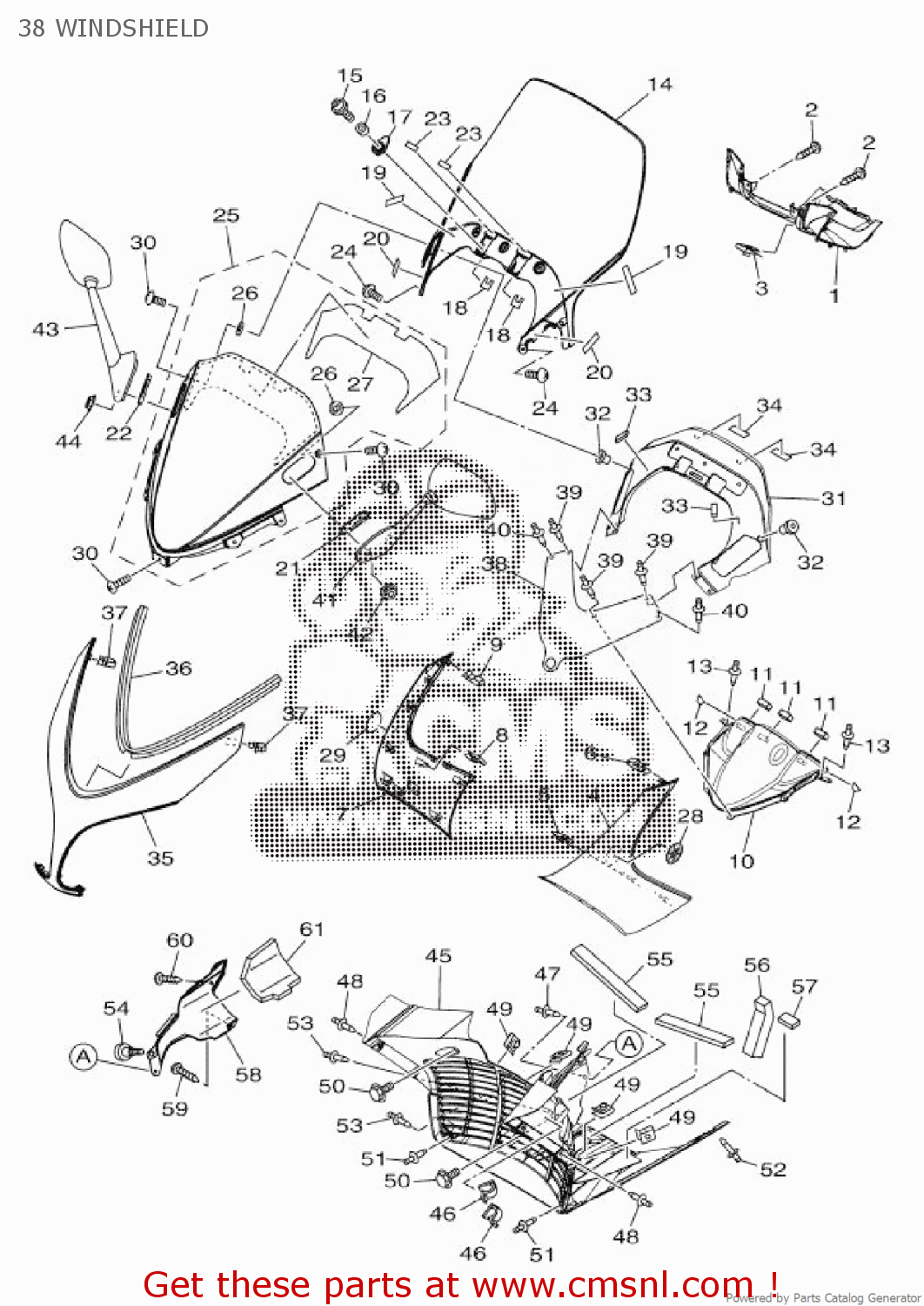 Yamaha XP500A 2009 4B59 EUROPE TMAX 1H4B5300EA 38 WINDSHIELD buy