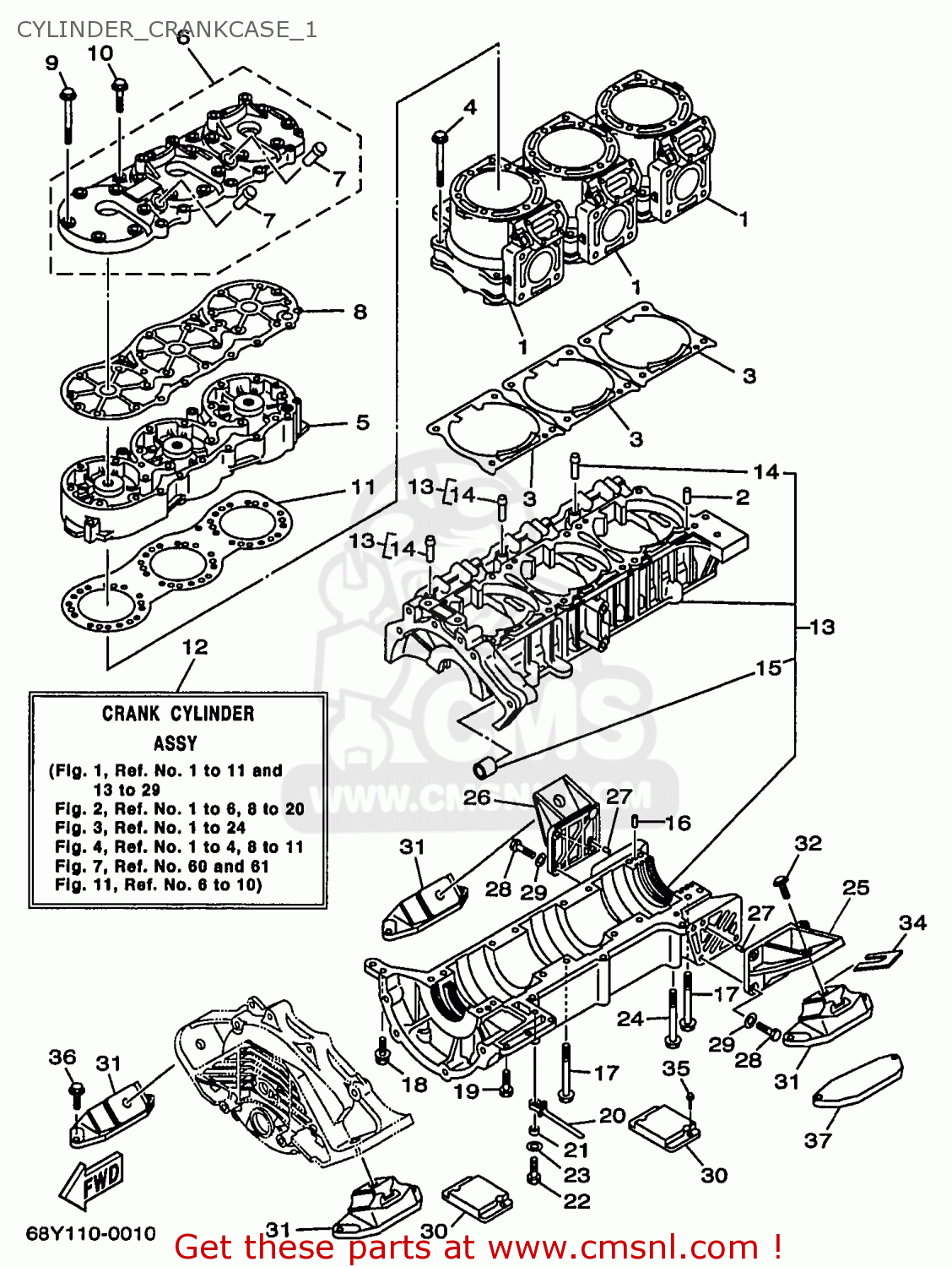 Yamaha XRT1200Y 2000 CYLINDER_CRANKCASE_1 - buy original CYLINDER ...