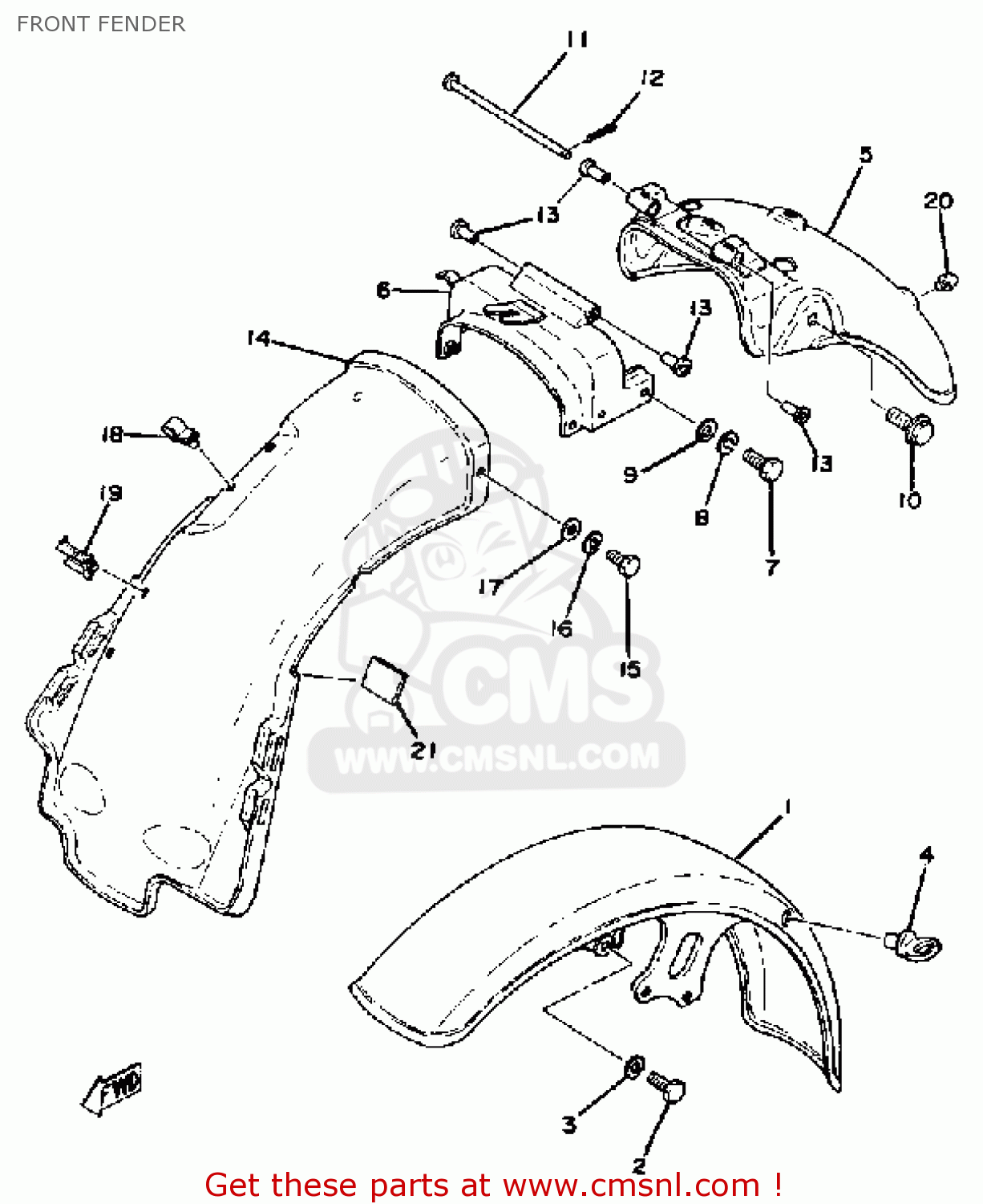 Yamaha XS1100 1978 USA FRONT FENDER - buy original FRONT FENDER spares ...