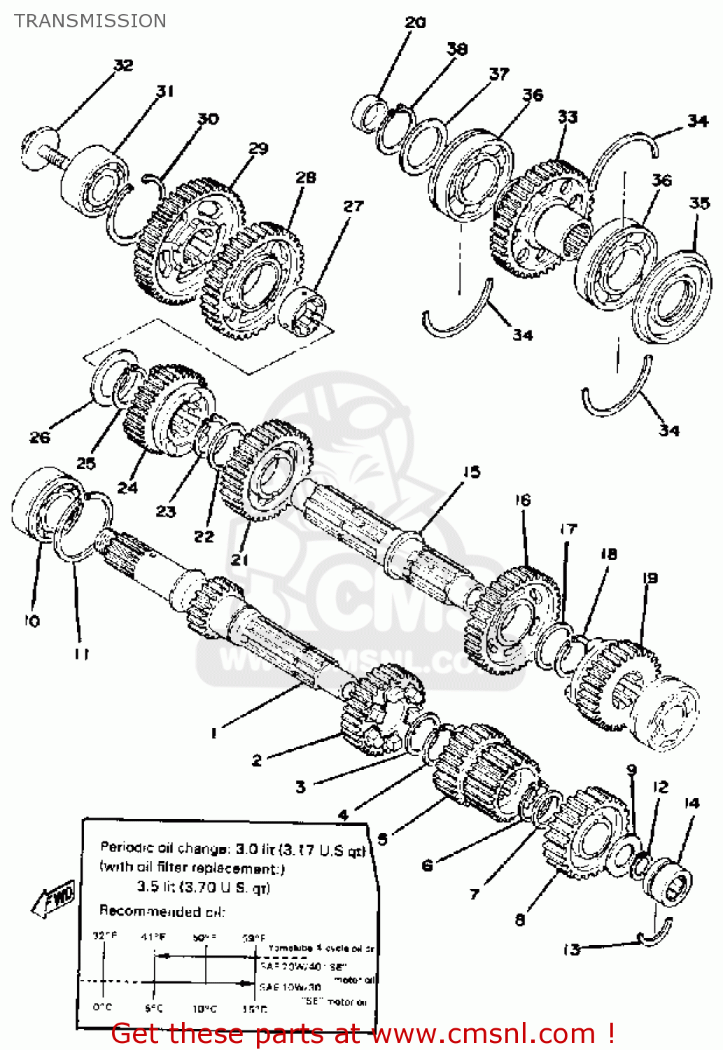 Yamaha XS1100 1978 USA TRANSMISSION buy original TRANSMISSION spares