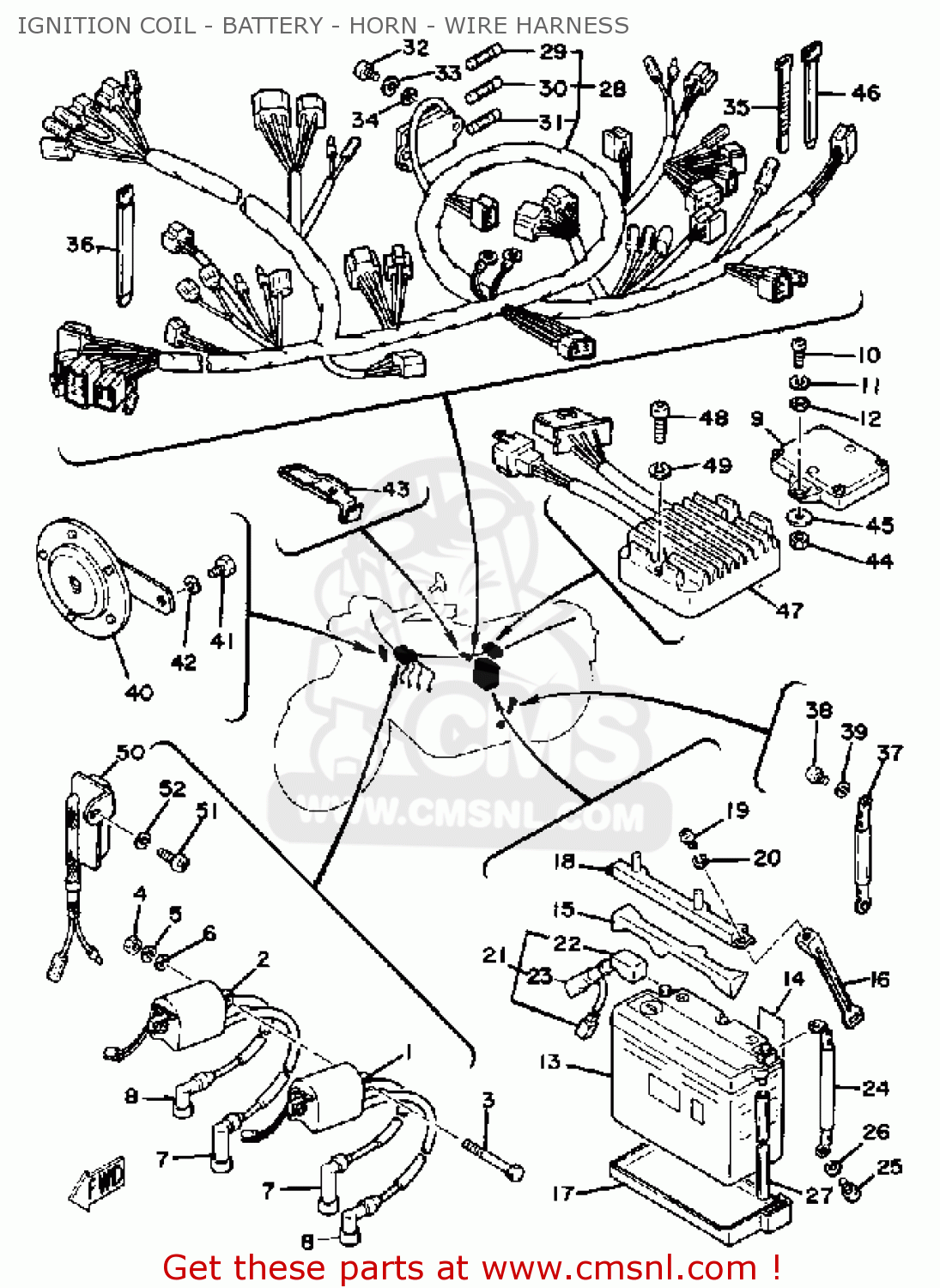 Yamaha XS1100S 1979 USA IGNITION COIL BATTERY HORN WIRE HARNESS