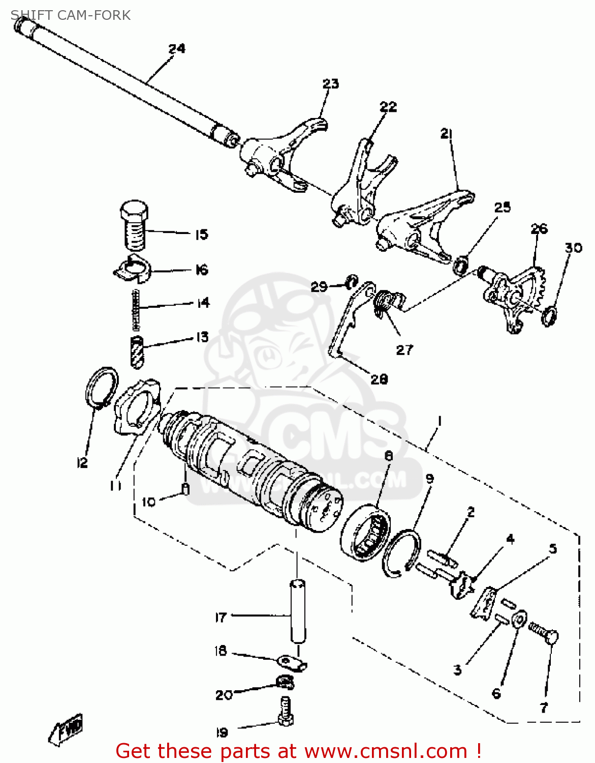 Yamaha XS1100S 1981 (B) USA SHIFT CAM-FORK - buy original SHIFT CAM ...