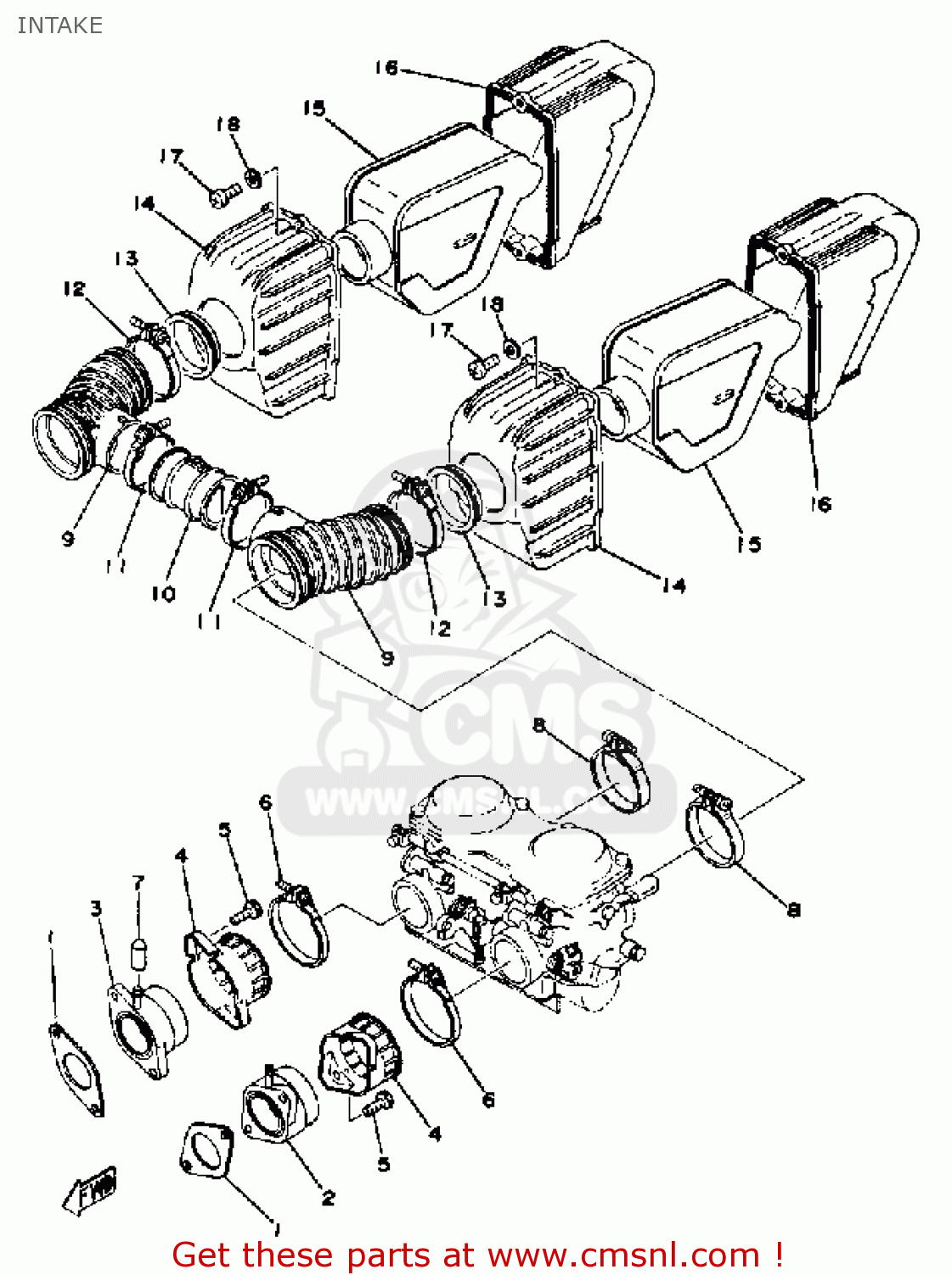 Yamaha XS360 1977 USA INTAKE - buy original INTAKE spares online