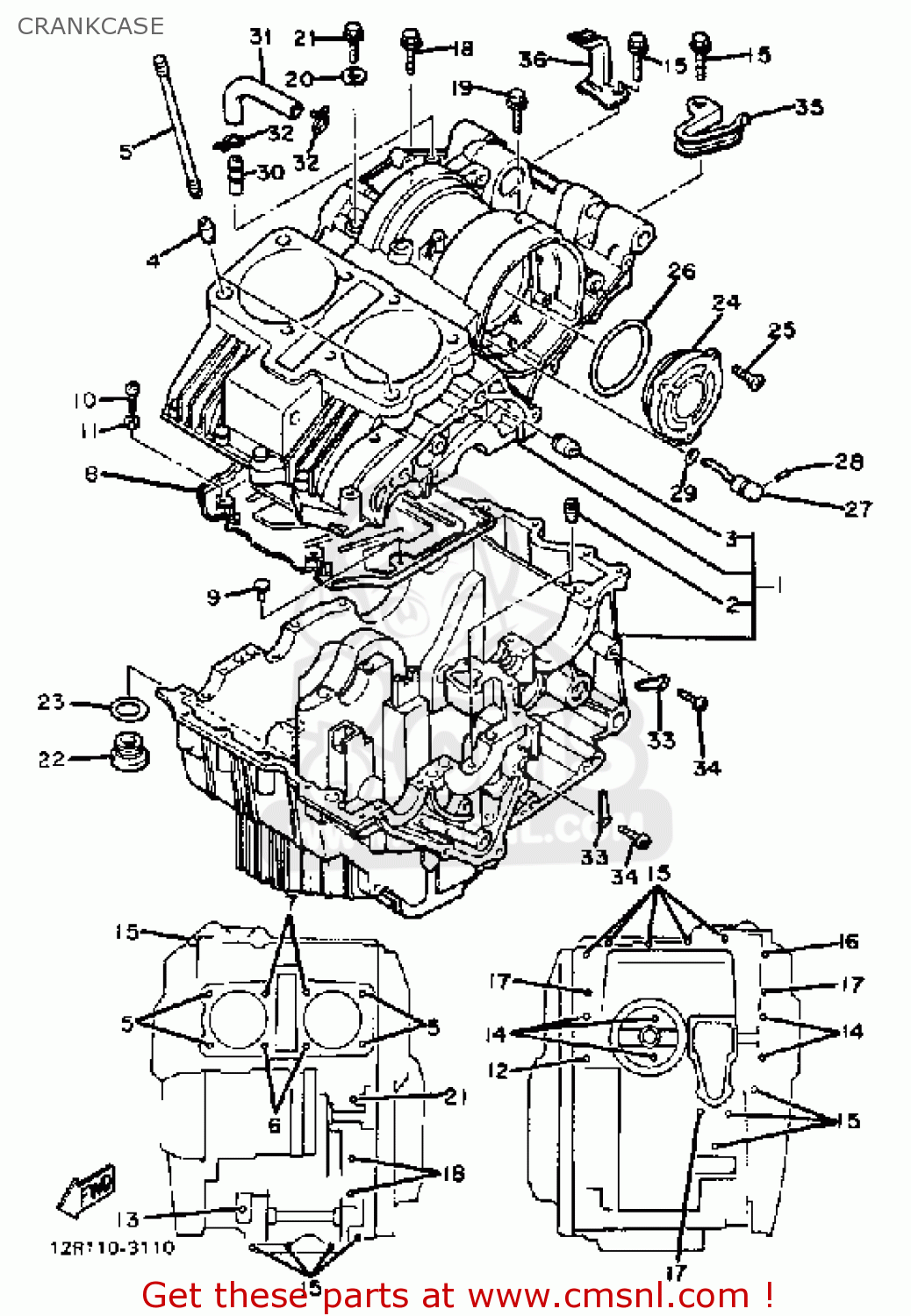 Yamaha XS400 MAXIM 1983 (D) USA CRANKCASE - buy original CRANKCASE ...