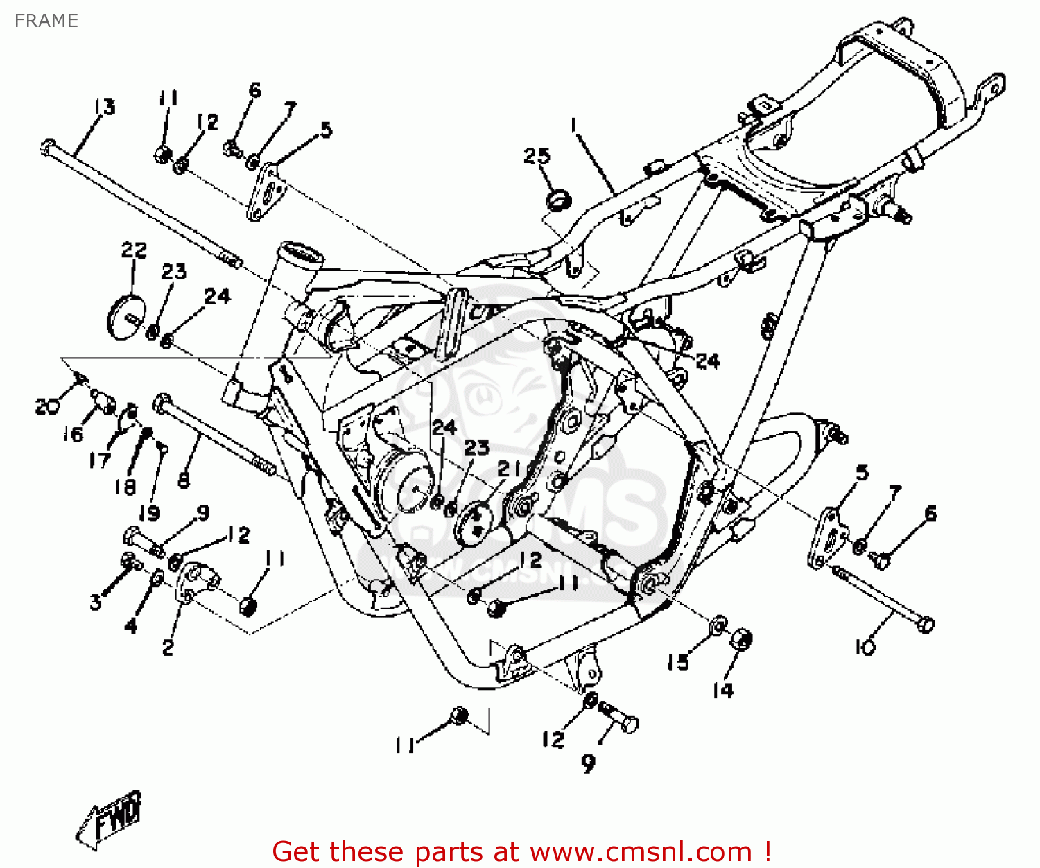 Yamaha XS500 1975 USA FRAME buy original FRAME spares online