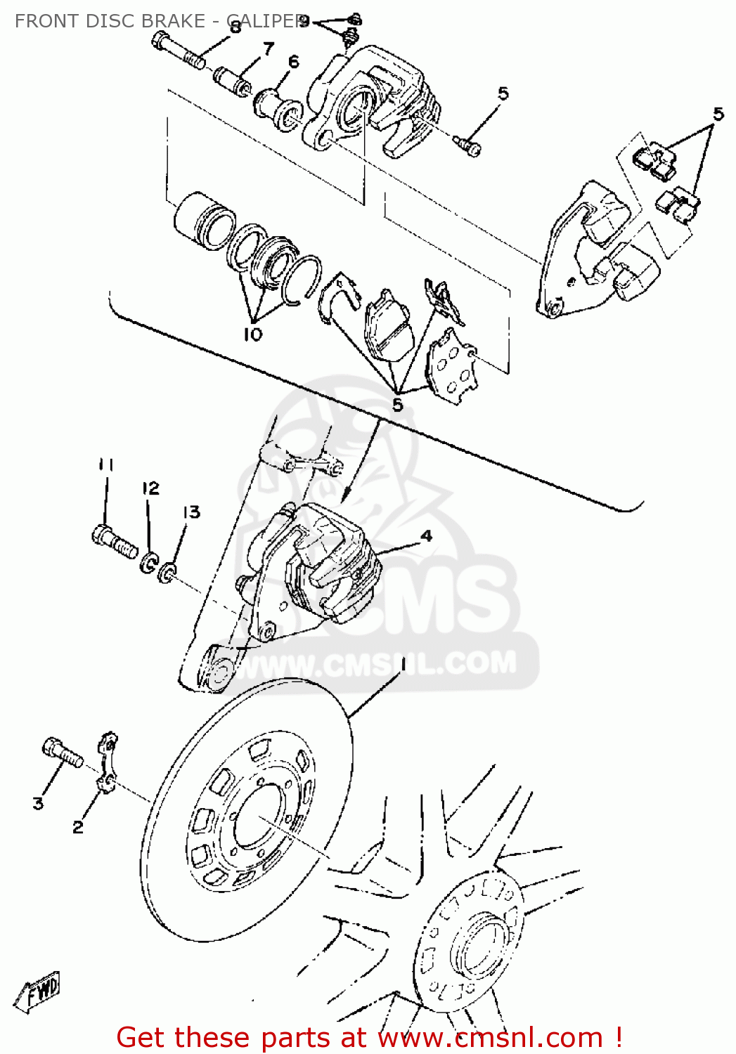 Yamaha XS500 1976 USA FRONT DISC BRAKE - CALIPER - buy original FRONT ...