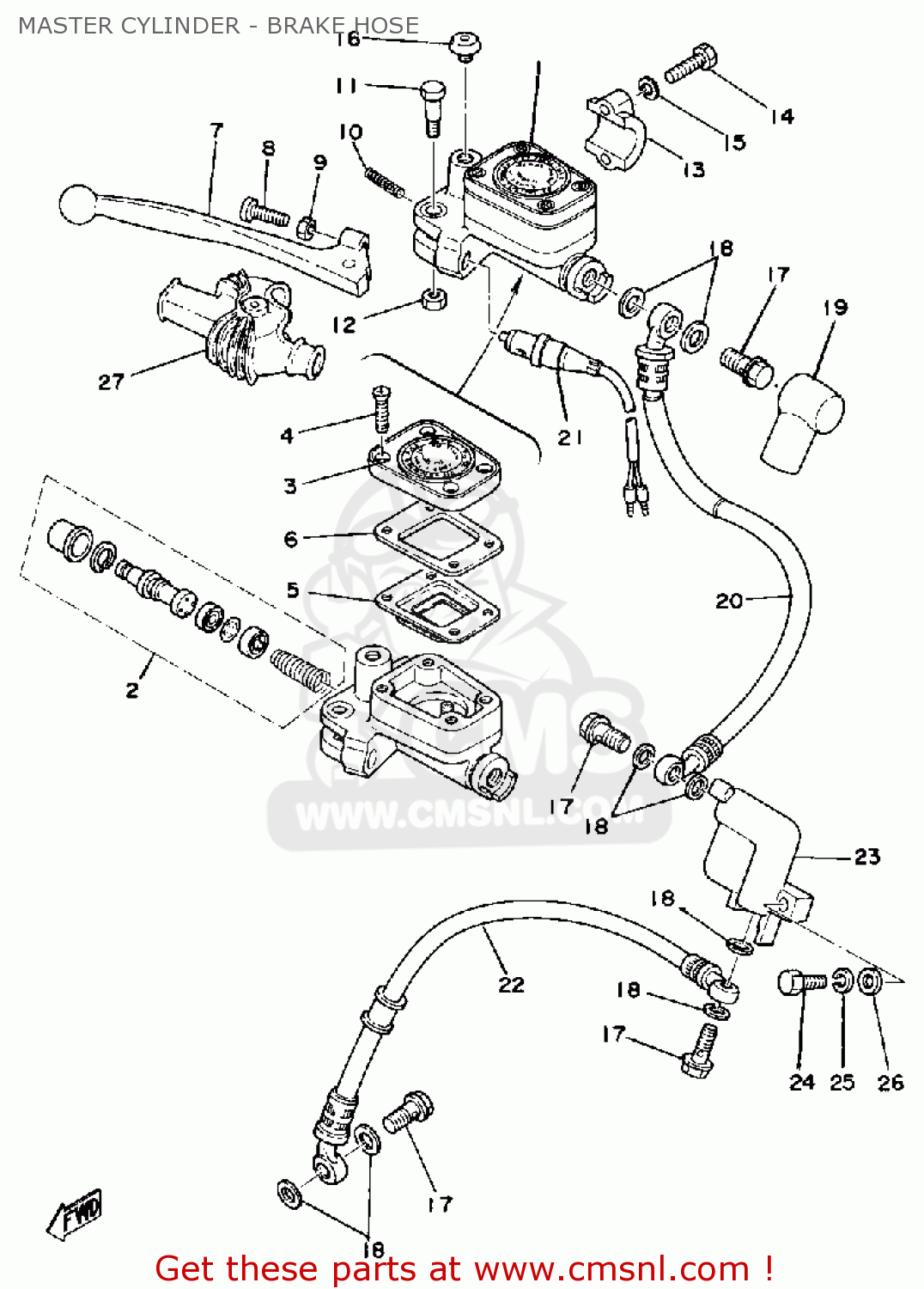 Yamaha XS500 1978 USA MASTER CYLINDER BRAKE HOSE buy original