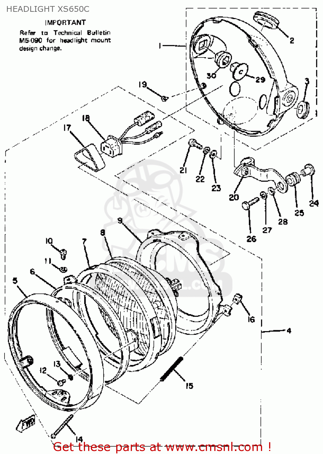 Yamaha XS650 1976 USA HEADLIGHT XS650C buy original HEADLIGHT XS650C